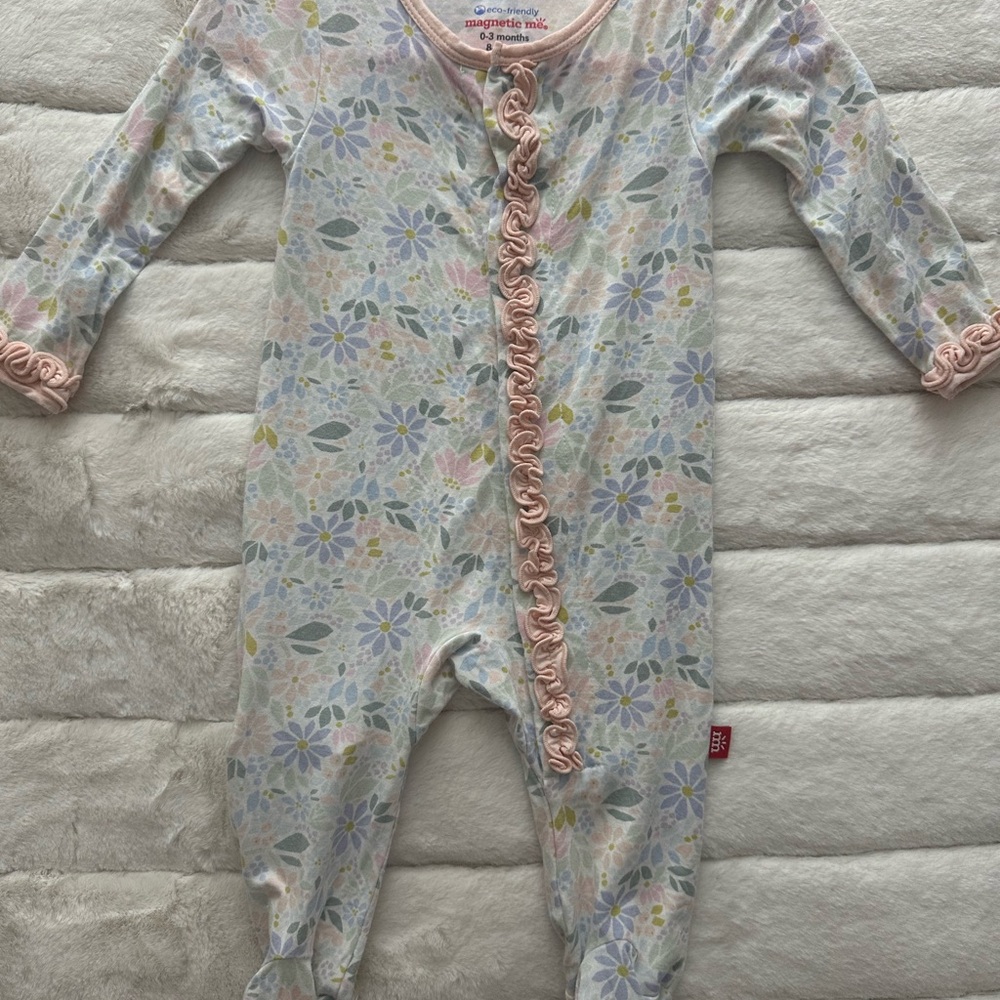 Magnetic Me Floral One Piece with Pink Trim